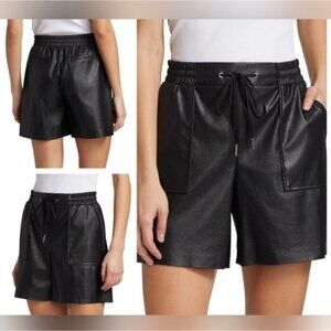 N: Philanthropy Samy Leatherette High-Rise Shorts, Black, Size XS